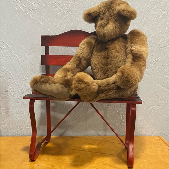 Decorative Red Wooden Doll-Size Bench - Picture 2 of 9